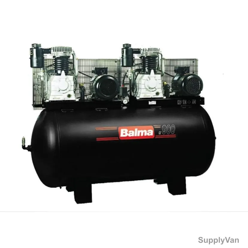 Balma Air Compressor, BAL-B6000-1000T7-5, 3 Phase, 2-Stage, 7.5+7.5 HP, 11 Bar, 900 Ltrs