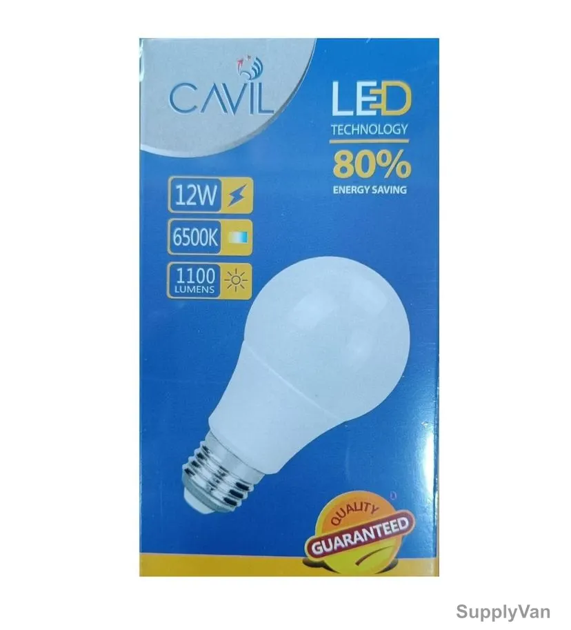 Cavil LED Bulb, CLEDB-F12W-UTH, 12W, A19, E27, 1100 LM, 6500K, Daylight, 30 Pcs/Pack
