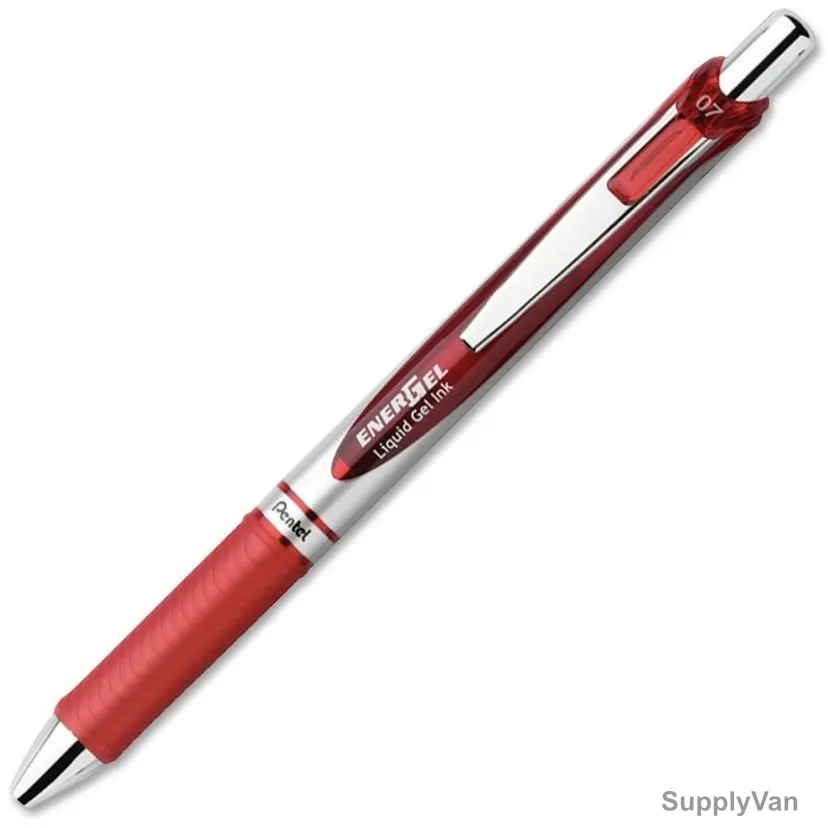 Pentel Energel Retractable Gel Roller Pen, PE-BL77-BH, 0.7MM Tip, Red, 12 Pcs/Pack