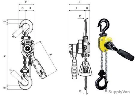Yale Ratchet Lever Hoist, Yalehandy250, 0.25Tn, Yellow