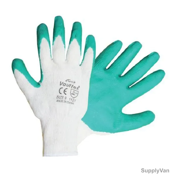 Vaultex Latex Coated Gloves, VS11, Size10, Green, PK12
