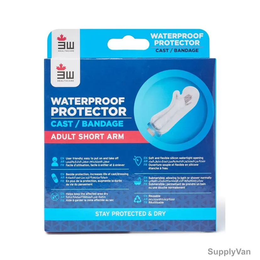 3W Adult Short Arm Waterproof Bandage Protector, 3W-2100, 19 x 16CM, Clear — image 1