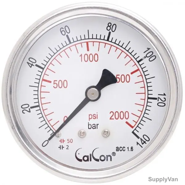 Calcon Pressure Gauge, CC10D, 63MM, 1/4 Inch, NPT, 0-140 Bar