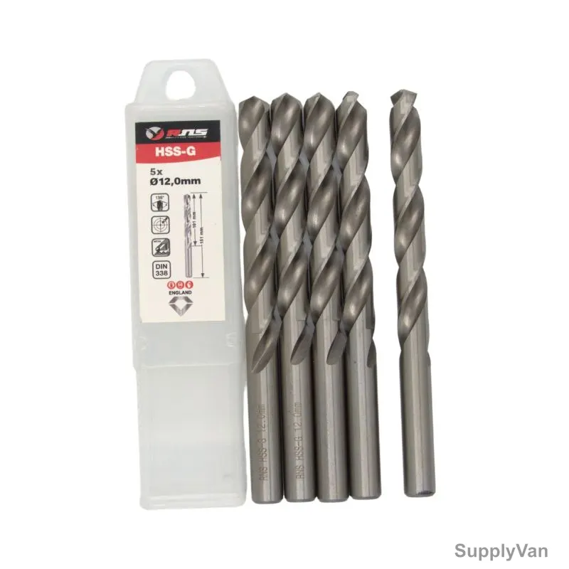 Rns HSS-G Twist Drill Bit, 4341, Eco, 12MM Dia, 5 Pcs/Pack