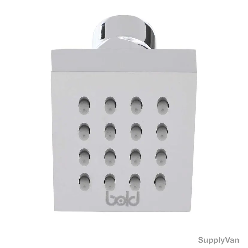 Bold Music Jet Square Shower Head With Round Nozzles, TECSHD1701702, Brass, 9MM Thk, 50MM Width x 50MM Length, Silver