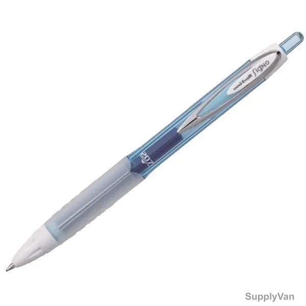 Uni-Ball Retractable Gel Ink Pen, UMN207F-BEL, Signo Fancy, 0.7MM Tip, Light Blue, 12 Pcs/Pack