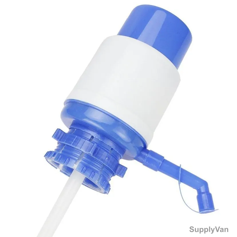 Hand Press Water Pump Dispenser, GH4085, Plastic, White and Blue