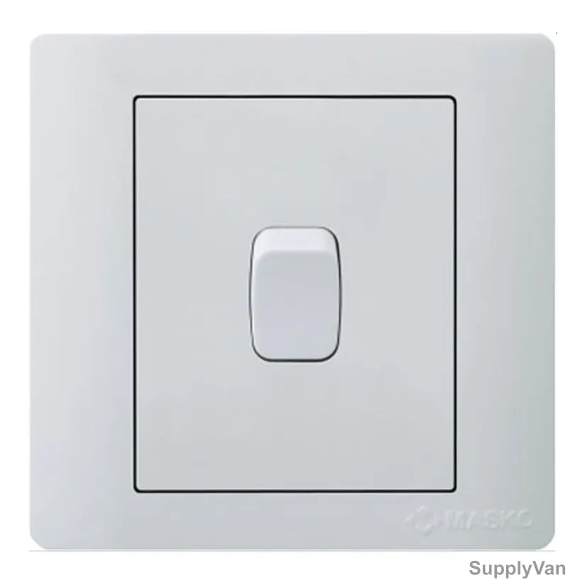 Mk Single Pole Electrical Switch, S8871WHI, Slim Line Plus, Polycarbonate, 1 Gang, 2 Way, 10A, White