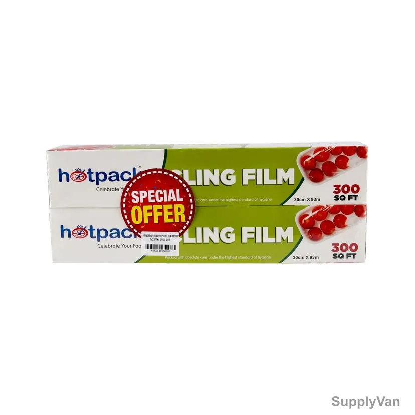 Hotpack Disposable Food Wrap Cling Film, PPCF300X2, 30CM Width x 300 SQ. FT. Length, Clear, 2 Pcs/Pack — image 1