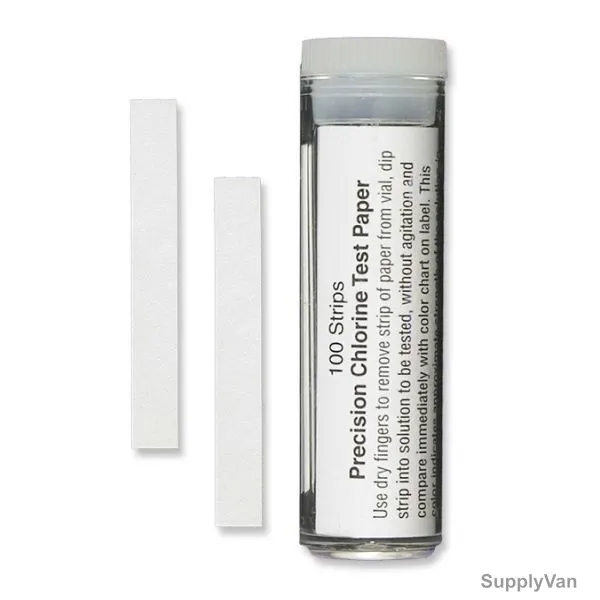 Precision Chlorine Test Paper, 145, 0-200ppm, 48 x 6MM, PK100