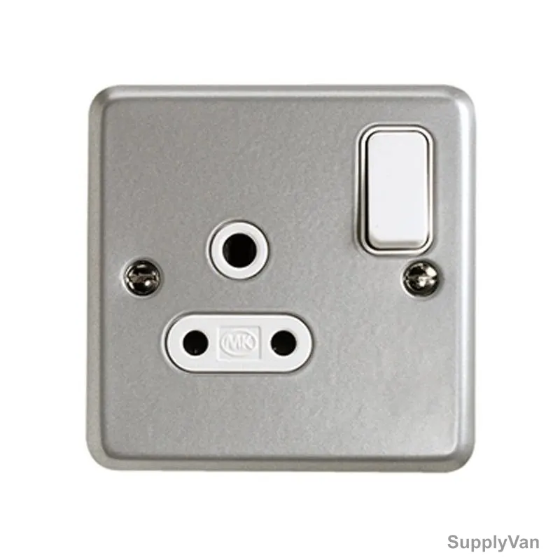 Mk Single Pole Electrical Switch Socket, K2871ALM, Metalclad Plus, IP2XD, 1 Gang, 1 Way, 5A, Aluminium