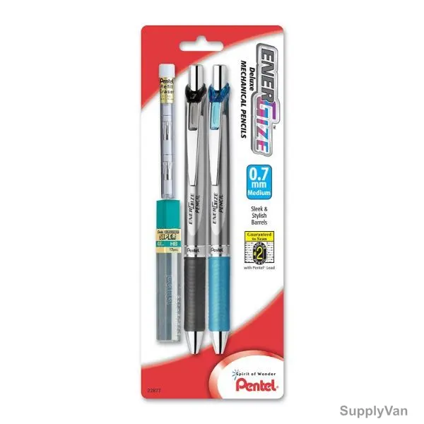 Pentel Mechanical Pencil With Lead and Eraser, PEP-PK-PL105-01, Energize, 0.5MM, Assorted Colors, 4 Pcs/Set