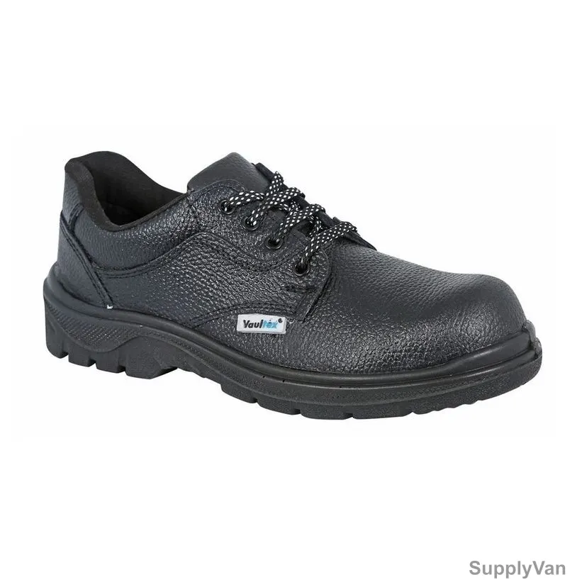 Vaultex Steel Toe Low Ankle Protective Footwear, OIL, Genuine Leather, SBP, Size38, Black