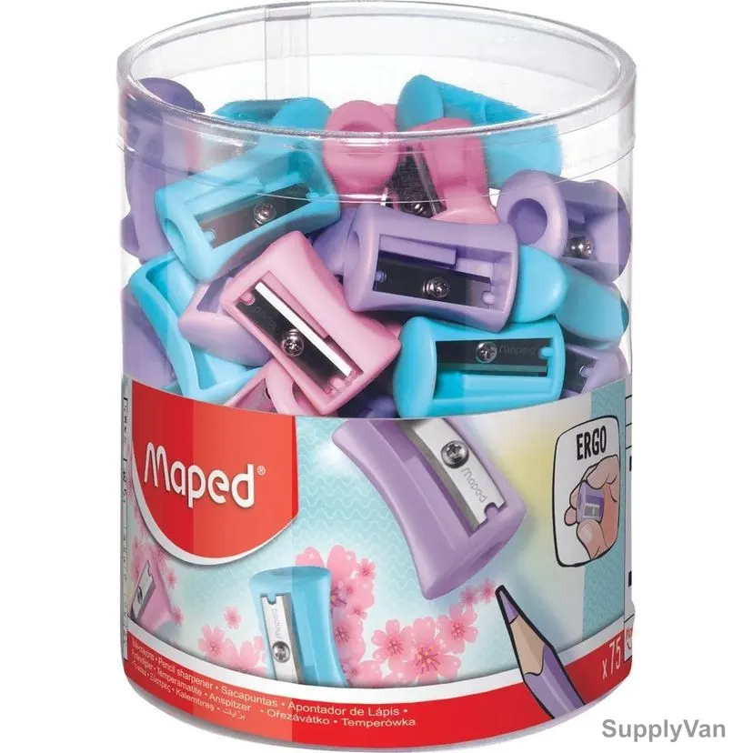 Maped Vivo Pastels Pencil Sharpener, MD-063011, 1 Hole, Assorted Colors, 75 Pcs/Set — image 1