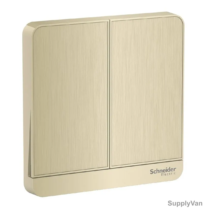 Schneider Electric Electrical Switch, AvatarOn, 2 Gang, 16AX, 250VAC, Metal Gold Hairline