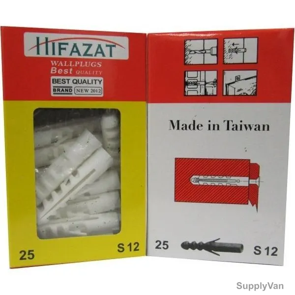 Hifazat Nylon Plug, SHFN-HFP-S12, Plastic, 12MM, White, 25 Pcs/Pack