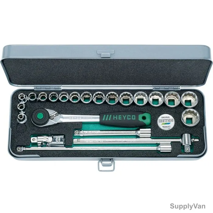 Heyco Socket Set, 41-00-10-M, Chrome Vanadium, 3/8 Inch, 23 Pcs/Set — image 1