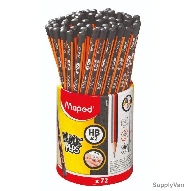 Maped HB Pencil In Pot, MD-850059, Black'Peps, Black, 72 Pcs/Pack