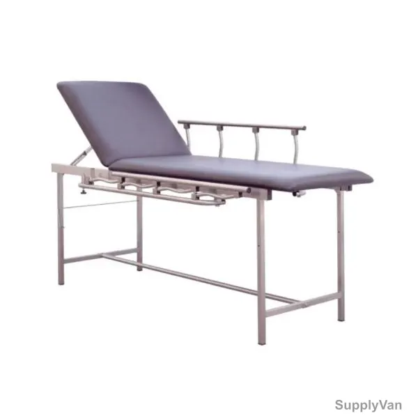 DP Metallic Examination Couch With Roll Holder and Side Rails, EC-18662-2, Stainless Steel/Leather, Grey