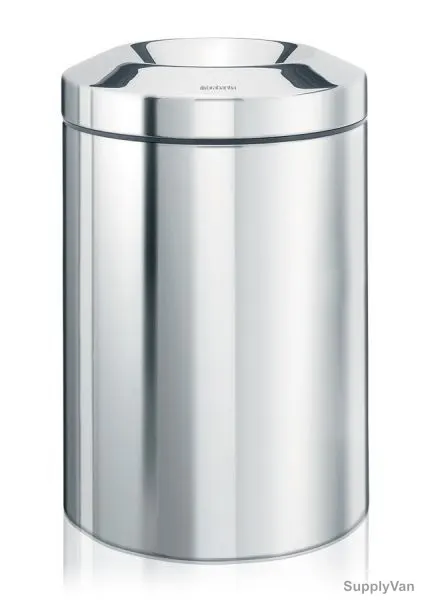 Brabantia Flame Guard Paper Bin, 378928, 7 Litres, Brilliant Steel