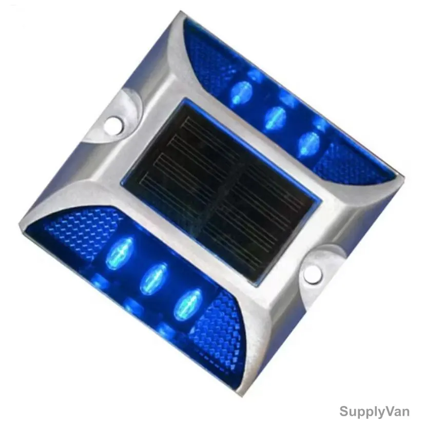LED Solar Road Stud, Aluminium, 2.5CM Height x 10.5CM Width x 12.5CM Length, Blue — image 1