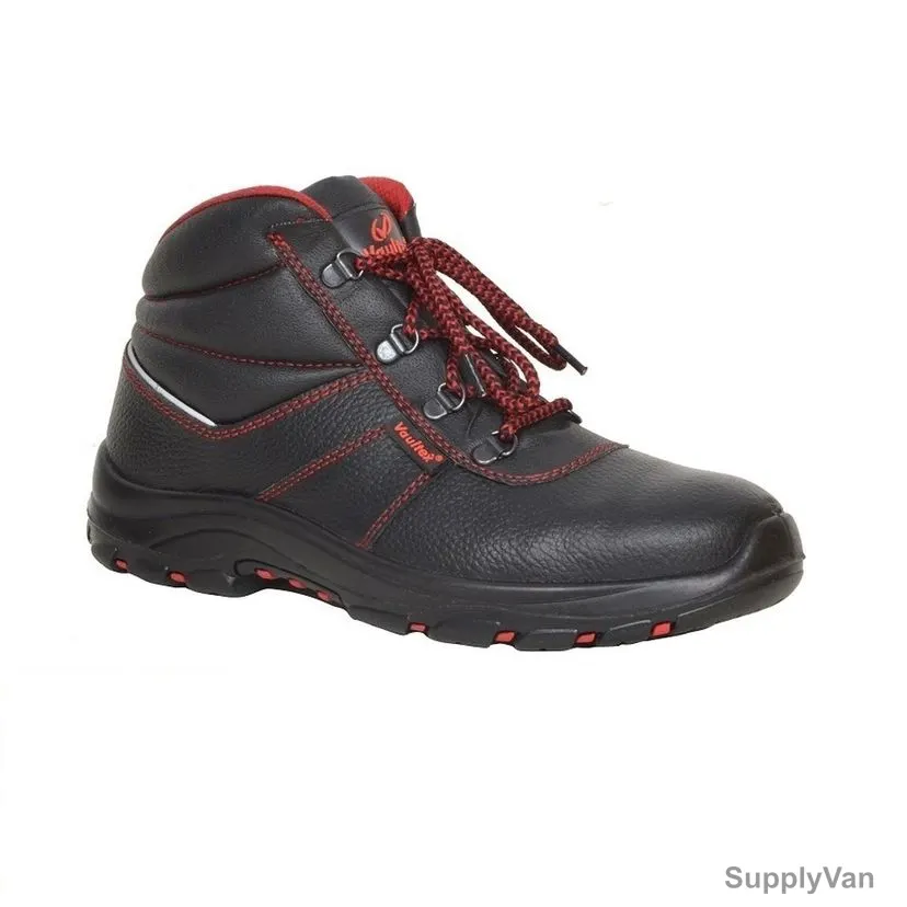 Vaultex Steel Toe High Ankle Safety Shoes, MDJ, Genuine Leather, S3 HRO, Size41, Black