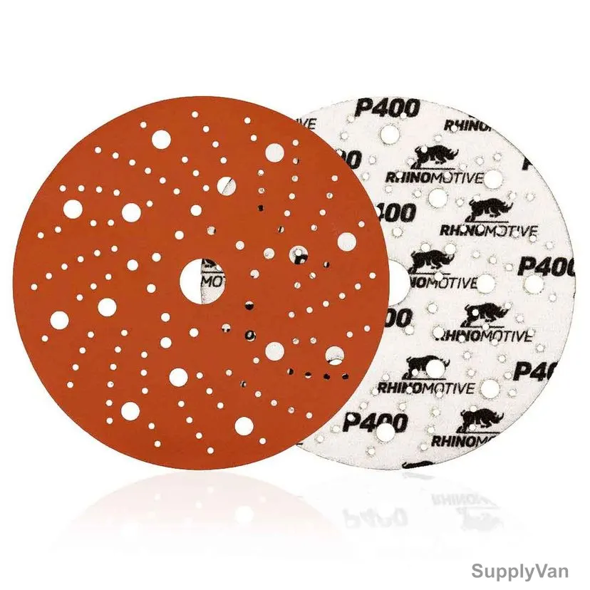 Rhinomotive Premium Extreme+ Multi-Hole Sanding Disc, R1513, 150MM, P400, Orange, 50 Pcs/Box — image 1