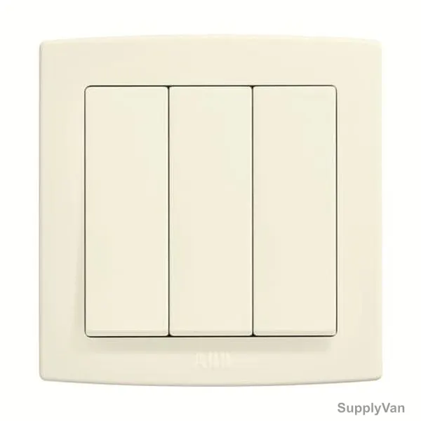 ABB Electrical Switch, AC107-82, Concept BS, 3 Gang, 2 Way, 250V, 10A, Ivory White