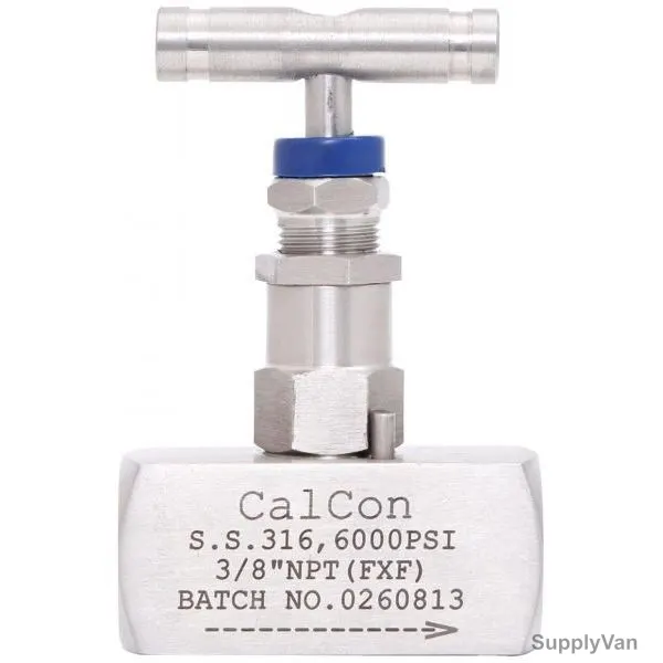 Calcon Needle Valve, 6000 Psi, 3/8 Inch, FNPT