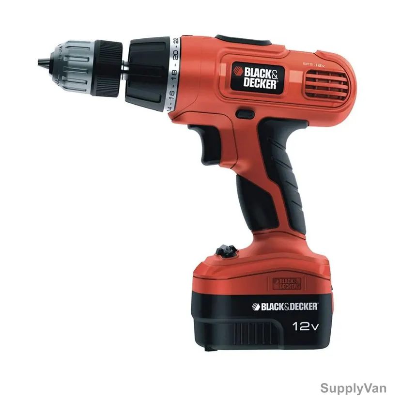 Black and Decker Hammer Drill Driver, EPC128BK-B5, 12V, 12W