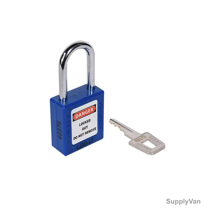 Loq-It Contractor Lockout Padlock, PD-LQBLKDS38, Nylon and Chrome Plated Steel, 38 x 6MM, Blue
