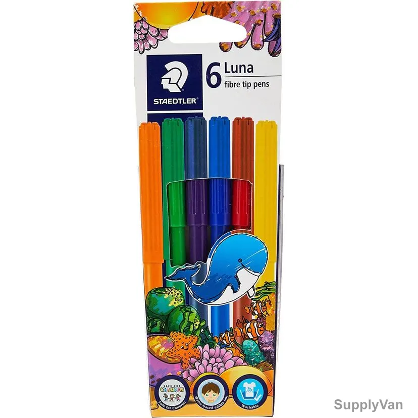 Staedtler Fiber Tip Pen Set, ST-327-LWP06, Luna, Assorted Colors, 6 Pcs/Set