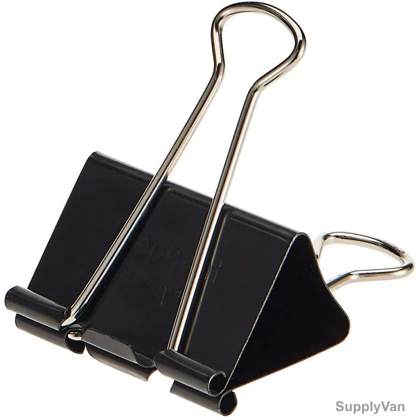 Elephant Binder Clip, E109, 40MM, Black, 12 Pcs/Box