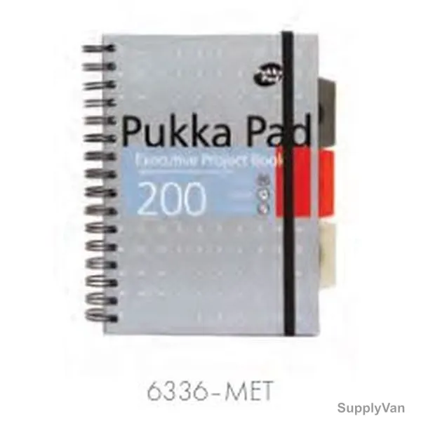 Pukka Metallic Subject Project Book, 6336-MET, A5, 200 Pages, Grey