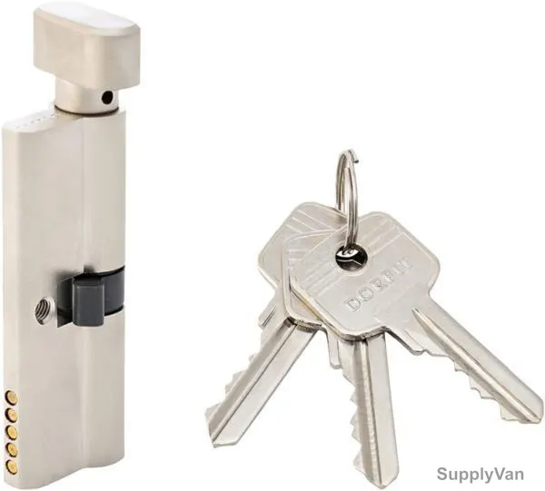 Dorfit Cylinder One Side Knob and One Side Key, 80MM, Satin Nickel