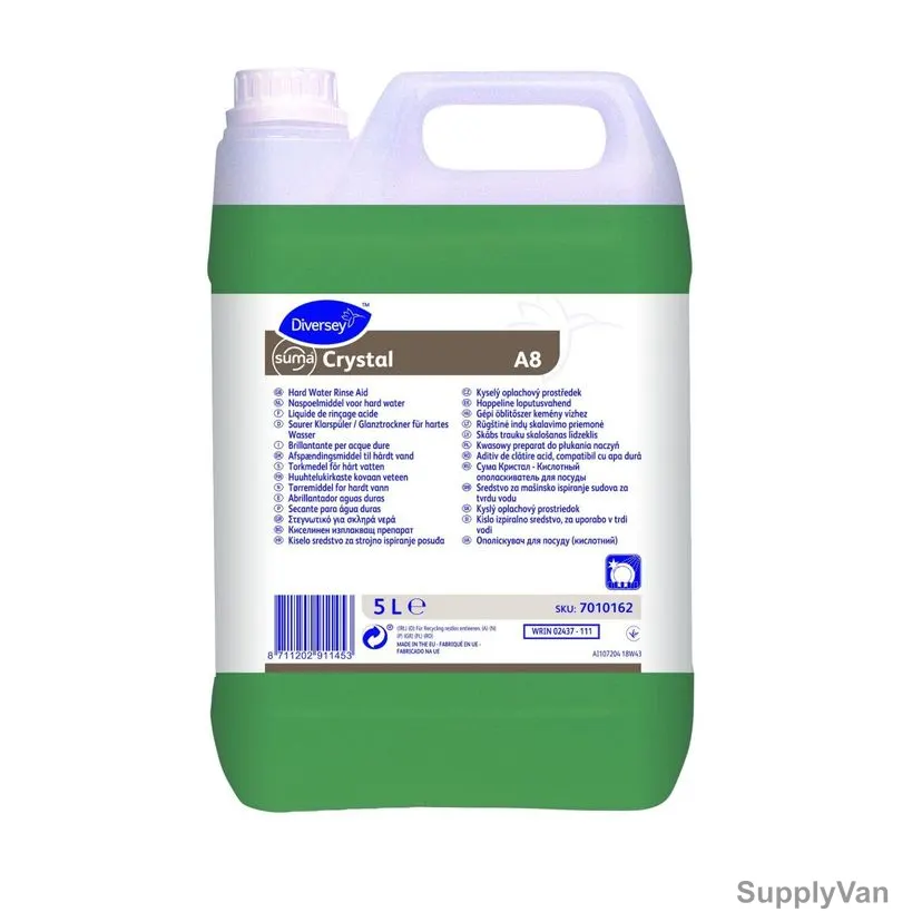 Diversey Suma Crystal A8.8 Liquid Acidic Rinse Aid, 7010162, 5 Ltrs, 4 Pcs/Pack
