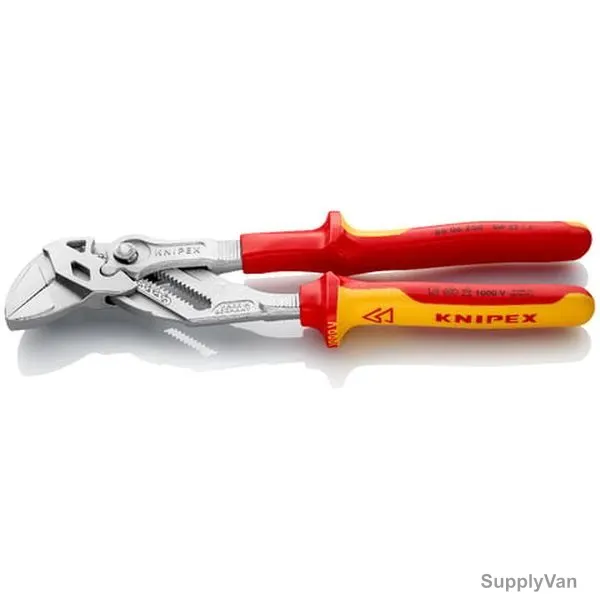 Knipex VDE Plier Wrench, 8606250, 1000V, 250MM Length, Chrome Plated