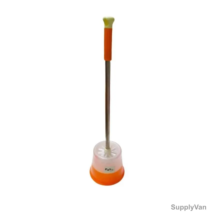 Akc Toilet Brush With Steel Handle and Stand, TB10, Plastic/Steel, White/Orange