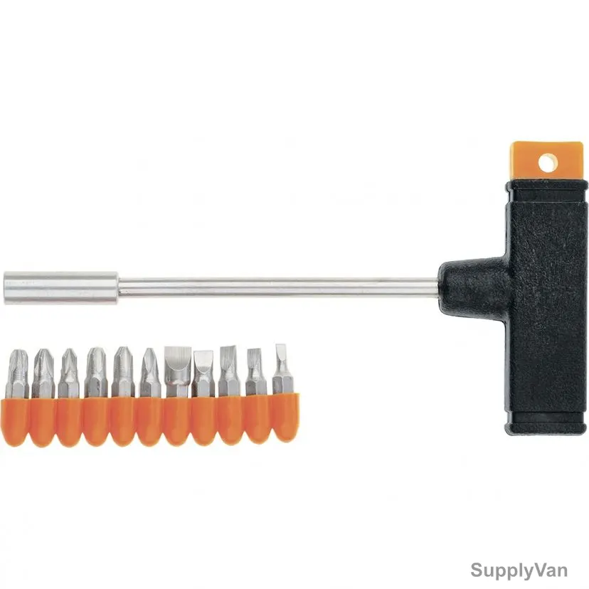 Sparta T-Handle Screwdriver Bit Set, 115655, Carbon Steel, 11 Pcs/Set