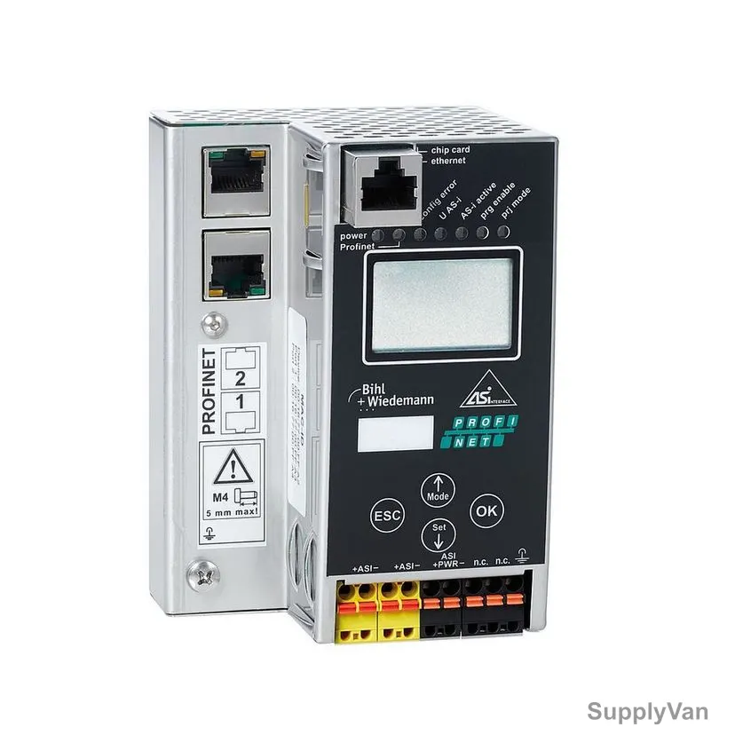 Bihl+Wiedemann ASi-3 PROFINET Gateway Integrated Switch, BWU3431, Stainless Steel, 1 Master