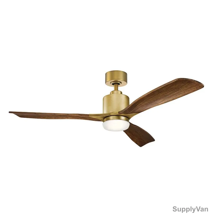 Kichler LED Ceiling Fan, 300027-NBR, Ridley II, 57W, 3 Blade, 52 Inch Blade Dia, Natural Brass — image 1