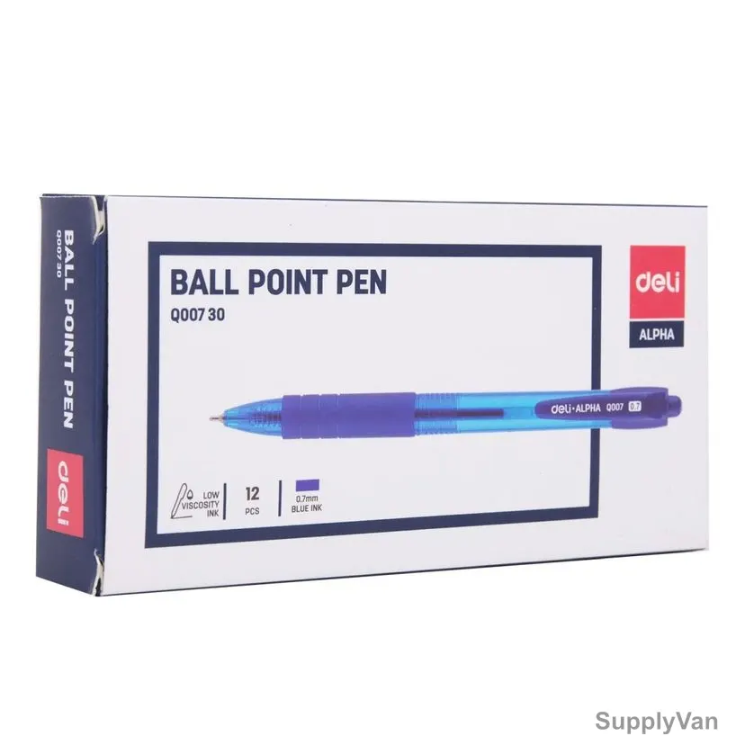 Deli Smooth Ball Point Pen, EQ00730, 0.7MM, Blue