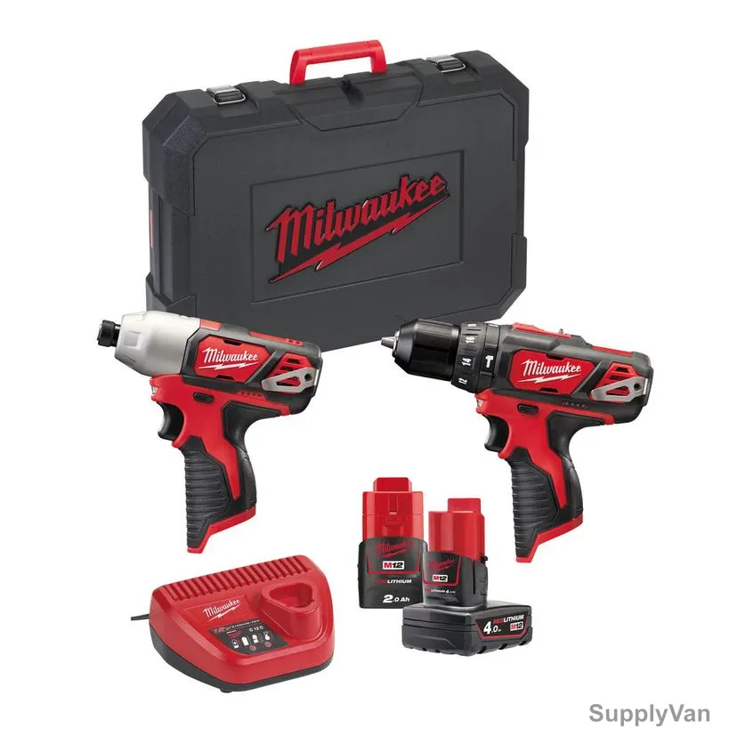 Milwaukee Cordless Combi Drill Kit, M12-BPP2B-421C, 12V — image 1