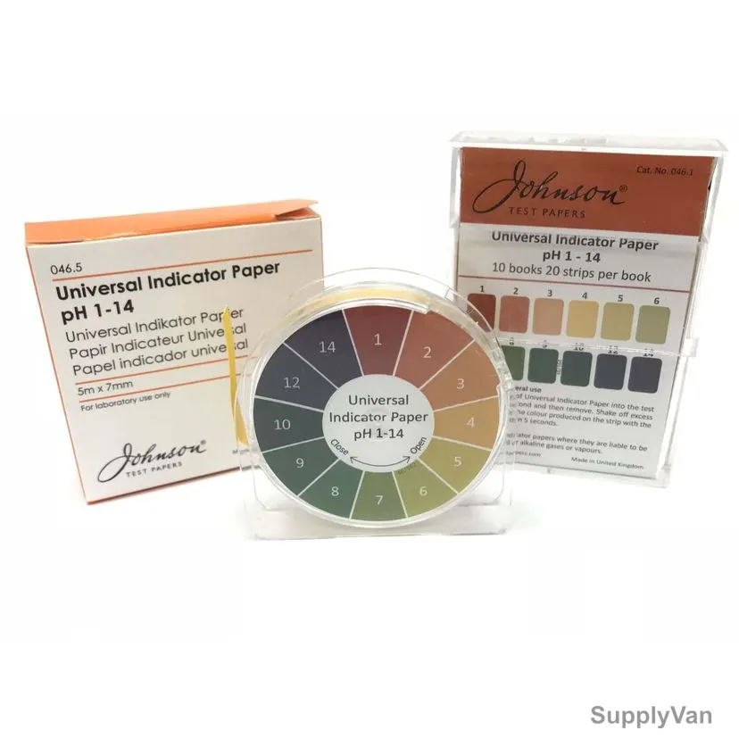 Johnson Universal PH Indicator Paper, 1-14 pH, 7MM x 5 Mtrs, 100 Strip/Pack — image 1