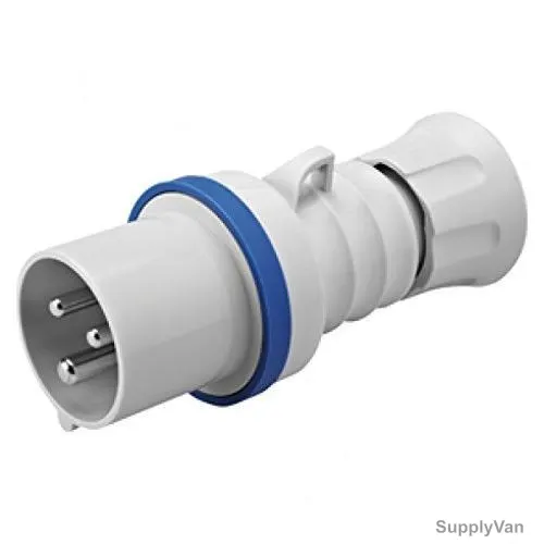 Gewiss Straight Plug, GW60004H, IP44, 16A, 2P+E, White-Blue