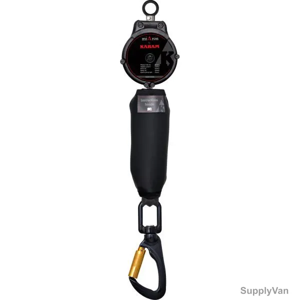 Karam Retractable Fall Arrester, MIC02, Polymer, 2 Mtrs, Black