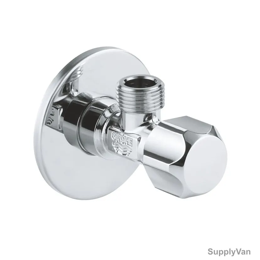 Grohe Angle Valve, 22018000, Metal, 1/2 x 1/2 Inch, Starlight Chrome Finish — image 1