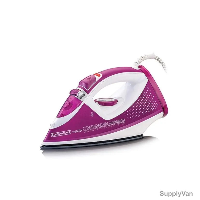 Black and Decker Steam Iron, X2450-B5, 2400W, 320ML, Purple and White