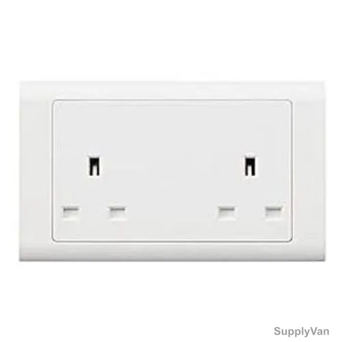 Mk Single Pole Unswitched Socket, MV781WHI, Essential, Polycarbonate, 2 Gang, 13A, White