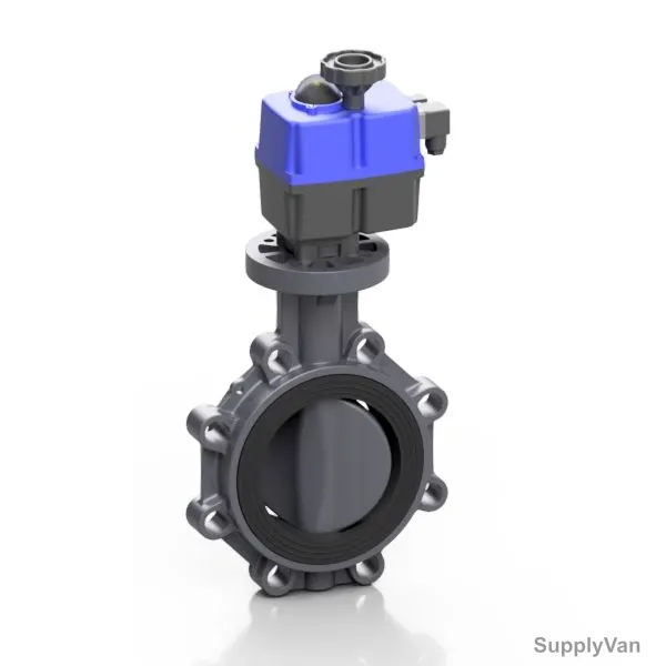 Effast Electrically Actuated Butterfly Valve, FDREPFPJ1100-CR, Proflow P, PVC-U, 110MM